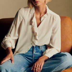 Sézane Ecru Silk Chlo Shirt Size 38